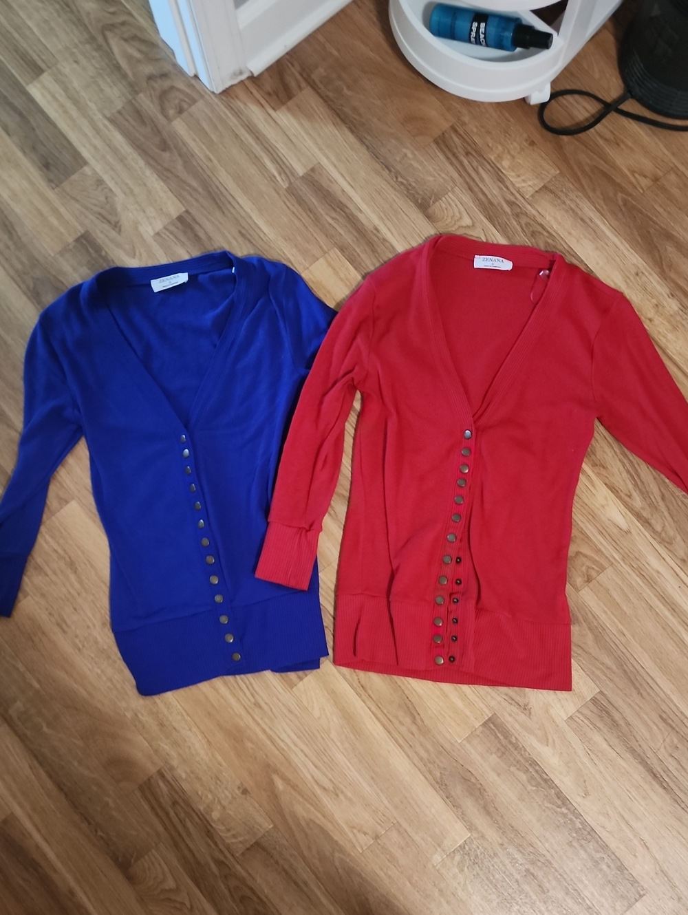 Women's Red V-Neck Button Cardigan Sweater